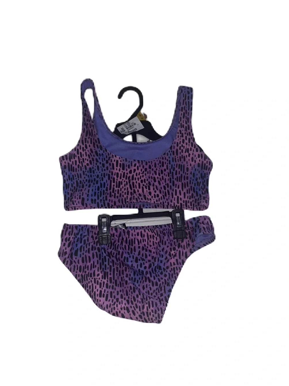 Maui and Sons Purple Leopard Print Two-Piece Bikini Swim Set Girls L (10/12)
